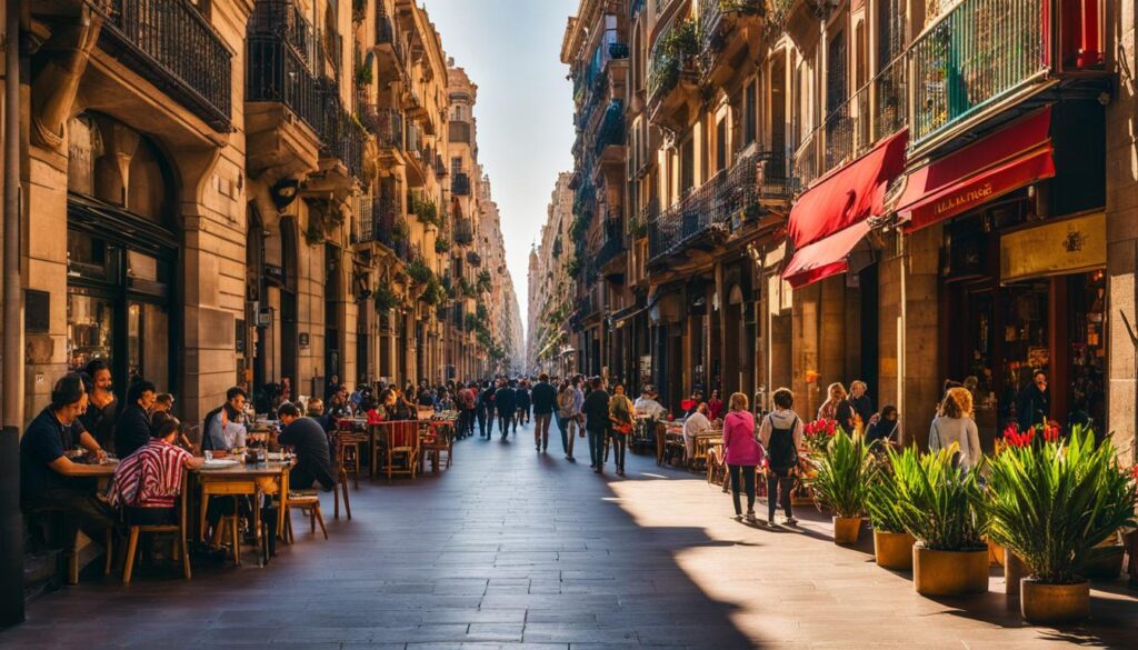 Barcelona street view of La Rambla and El Raval Barcelona street view of La Rambla and El Raval