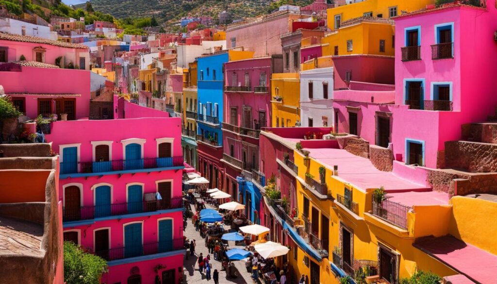Beautiful view of colorful buildings in Guanajuato Beautiful view of colorful buildings in Guanajuato