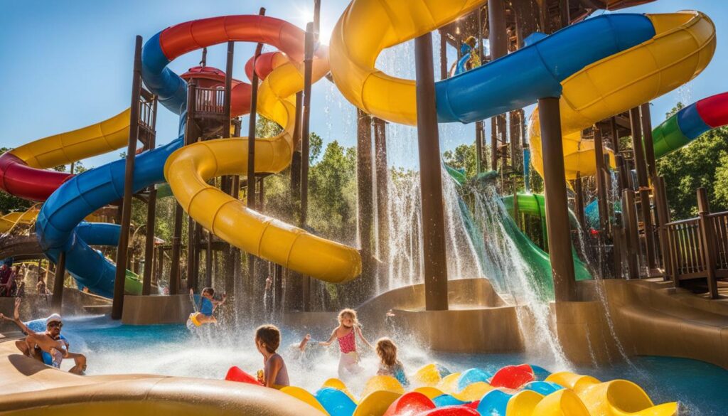 Family enjoying time at waterpark Family enjoying time at waterpark