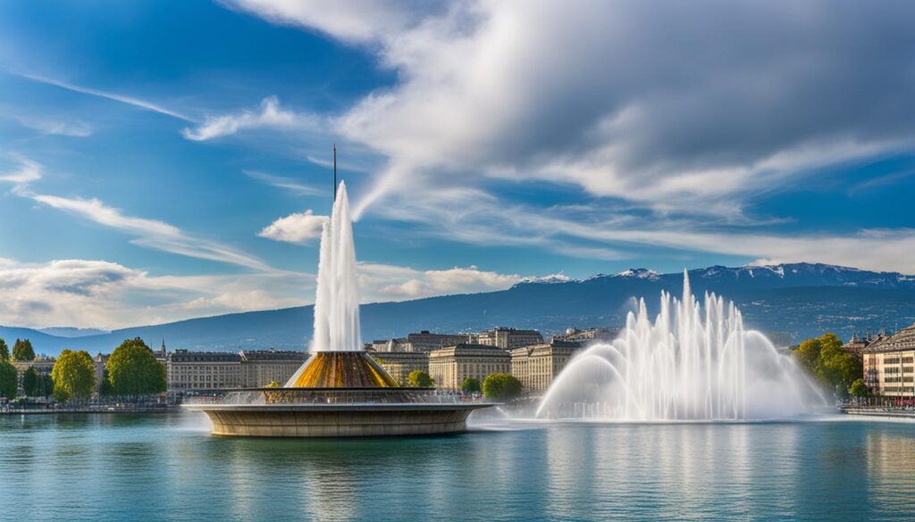 Geneva Jet d'Eau tourist attraction Geneva Jet d'Eau tourist attraction