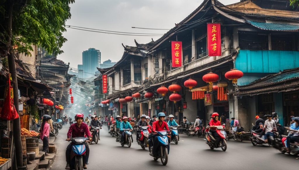 Hanoi street scene Hanoi street scene