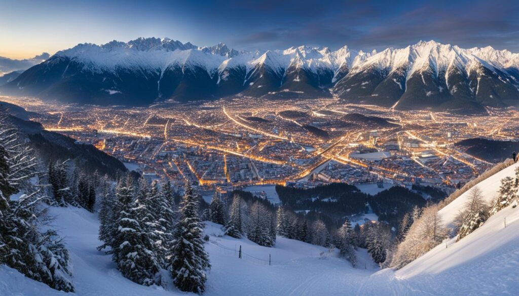 Innsbruck view from Nordkette cable car ride Innsbruck view from Nordkette cable car ride