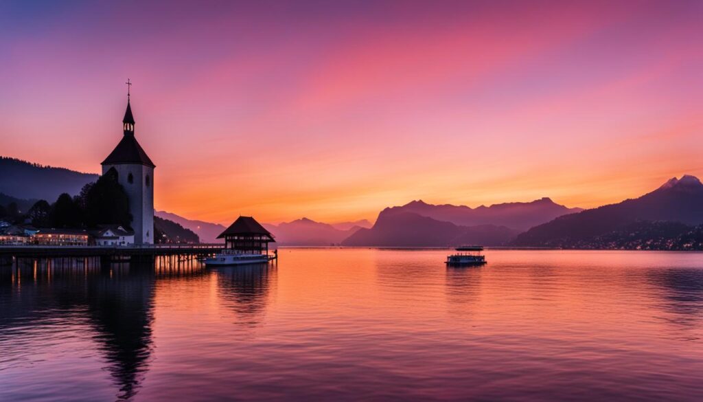 Lake Lucerne and the Chapel Bridge Lake Lucerne and the Chapel Bridge