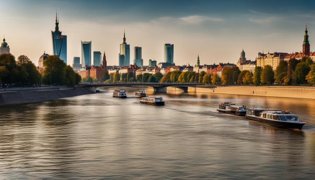 Warsaw skyline from Vistula River Warsaw skyline from Vistula River