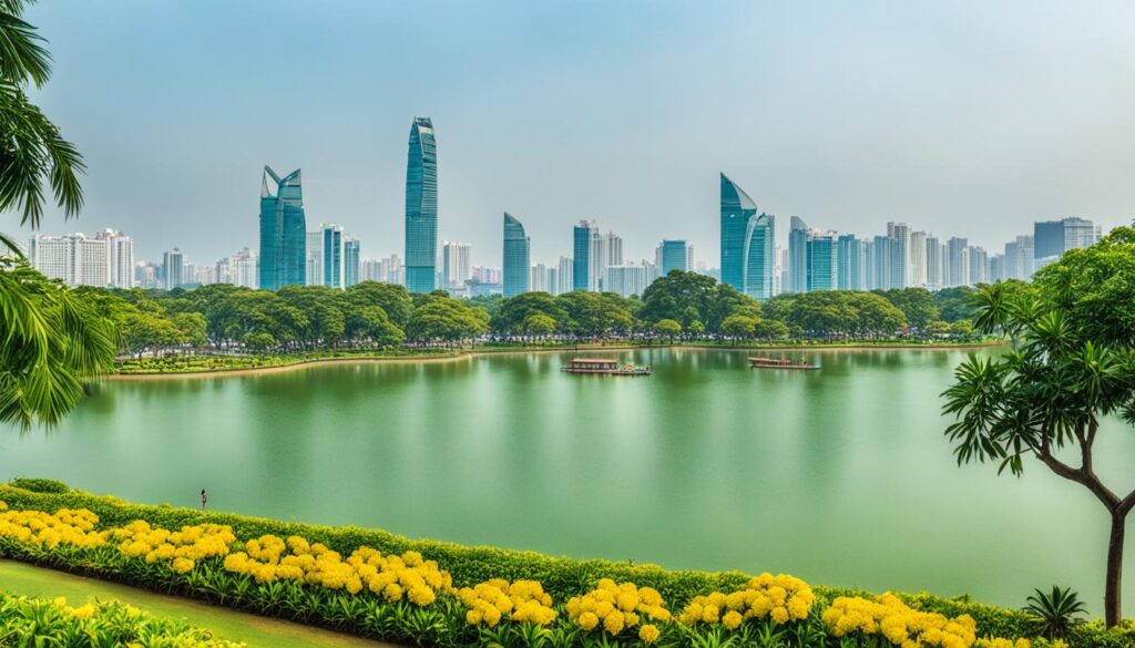 Exploring the city's green spaces like Thong Nhat Park or West Lake