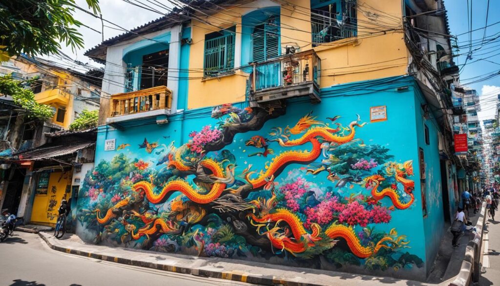 Phung Hung street area notable street art and murals Phung Hung street area notable street art and murals