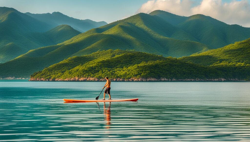 Stand-up paddleboarding in Nha Trang Bay Stand-up paddleboarding in Nha Trang Bay