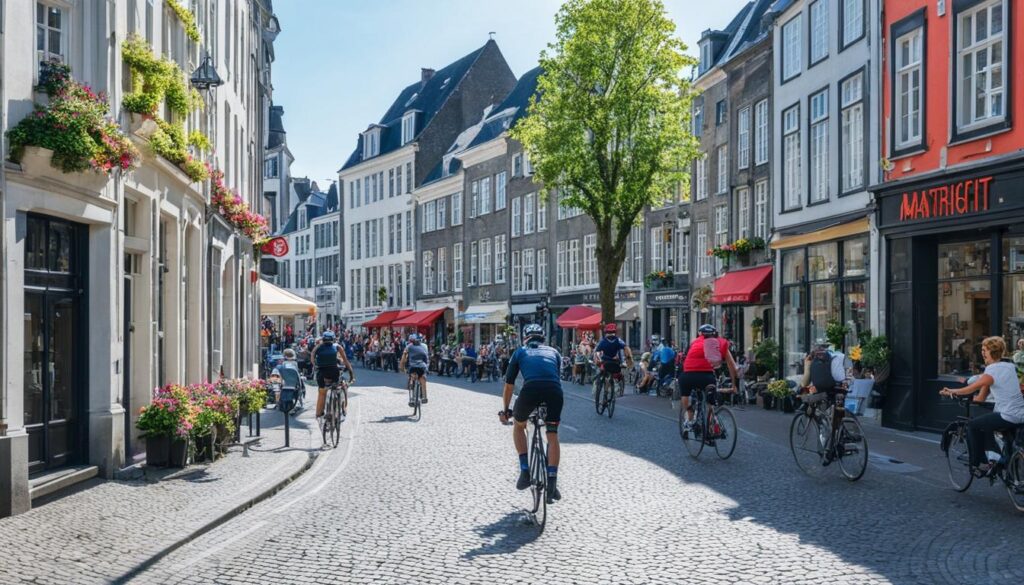 Walking routes in Maastricht, Cycling in the city center Walking routes in Maastricht, Cycling in the city center
