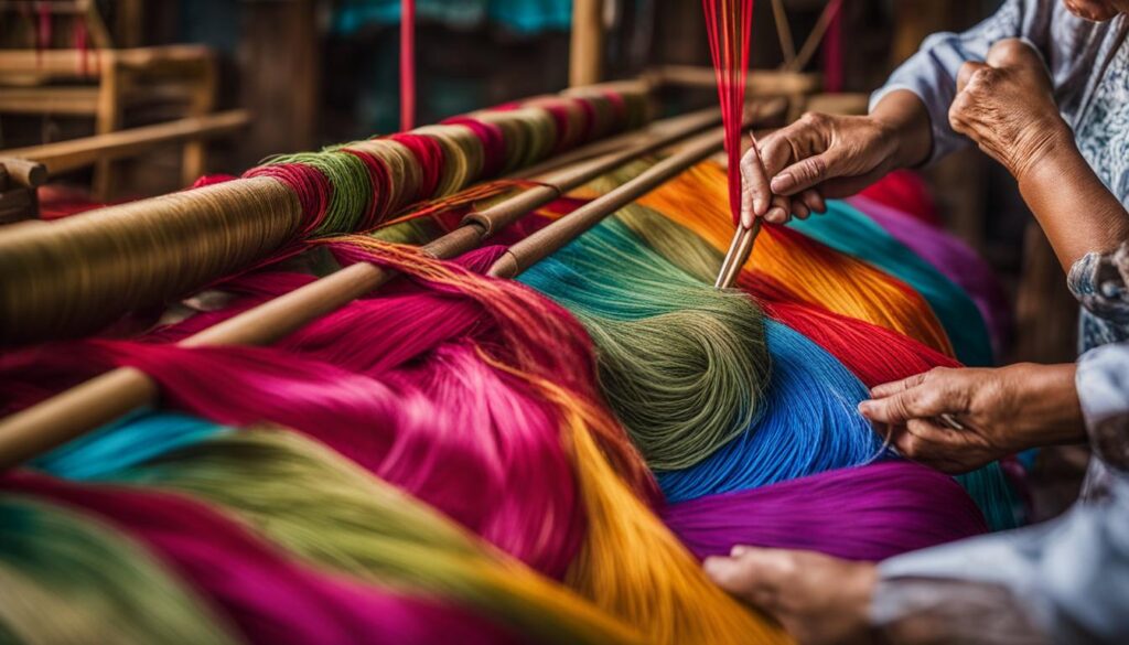 silk weaving in Hoi An silk weaving in Hoi An