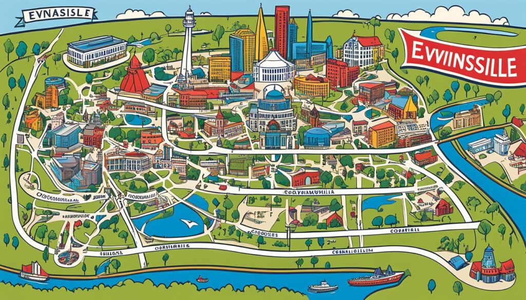 Evansville attractions map Evansville attractions map
