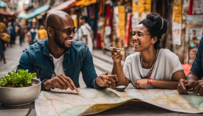 How can I find language exchange partners while traveling?