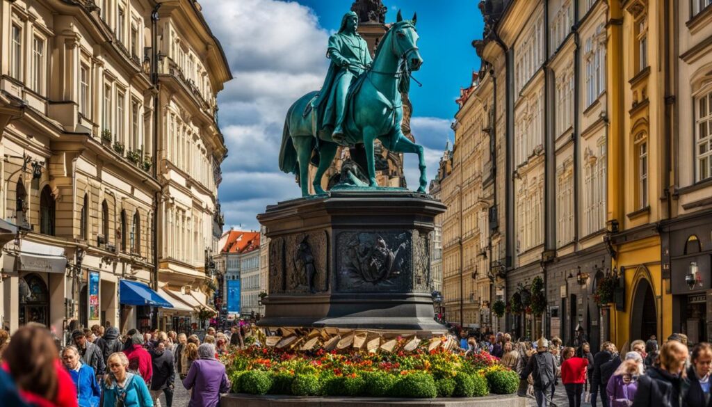 Wenceslas Square shopping in Prague Wenceslas Square shopping in Prague