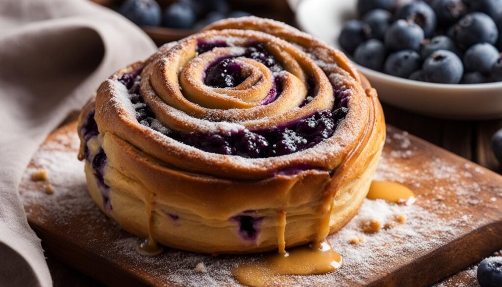 cinnamon bun with blueberry custard cinnamon bun with blueberry custard