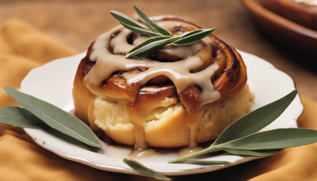 cinnamon bun with brown butter and sage cinnamon bun with brown butter and sage