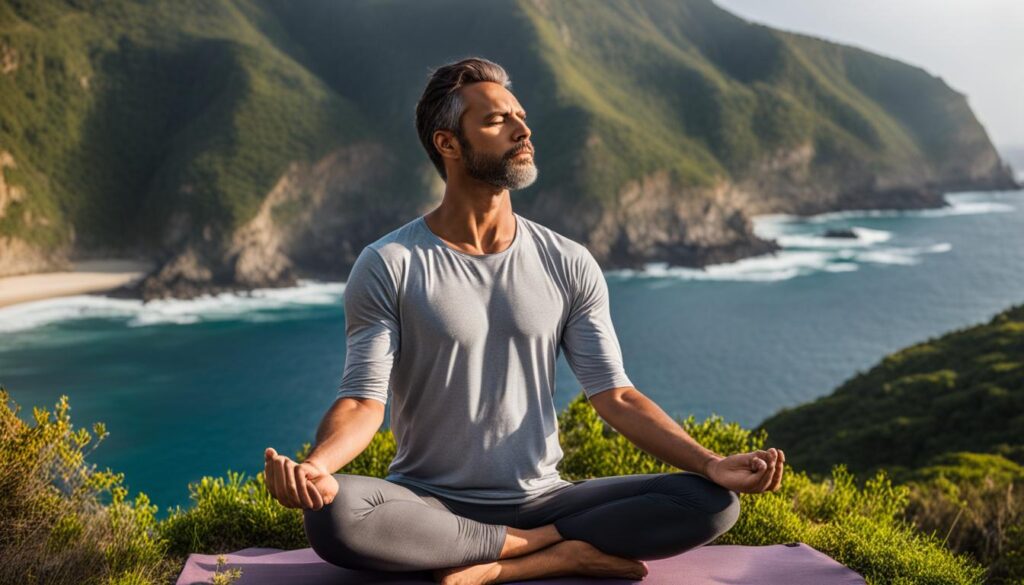 man practicing yoga during travel man practicing yoga during travel