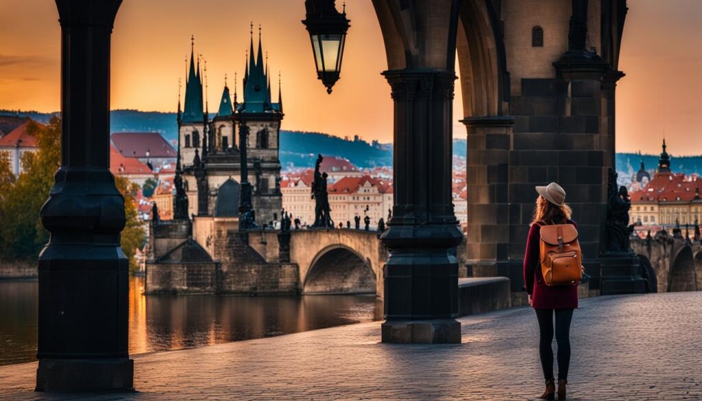 solo female traveler touring Prague's attractions solo female traveler touring Prague's attractions