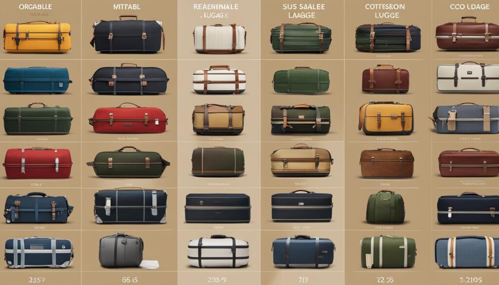 sustainable luggage comparison table sustainable luggage comparison table
