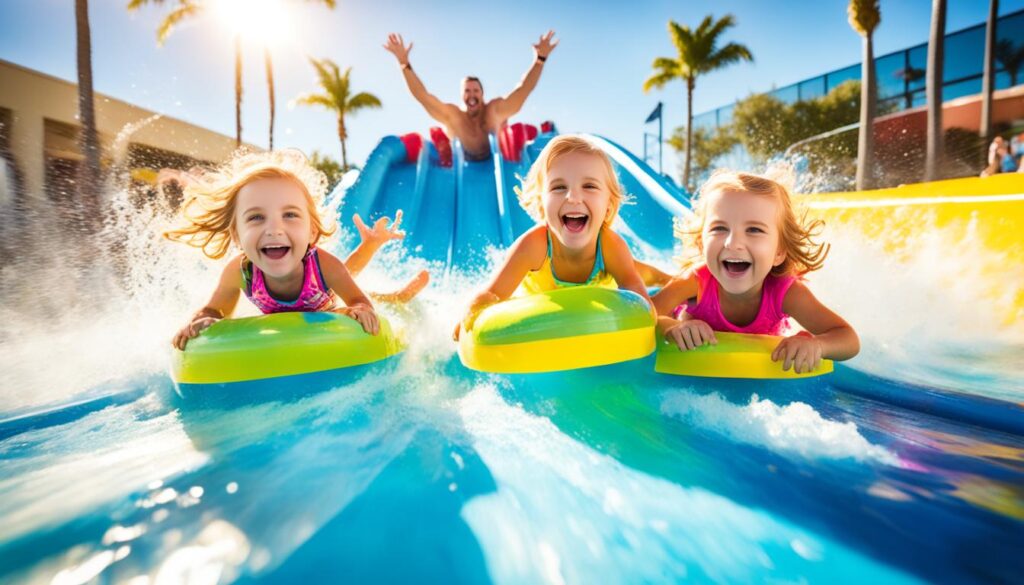 Family enjoying water slide at Fort Lauderdale Aquatic Complex Family enjoying water slide at Fort Lauderdale Aquatic Complex