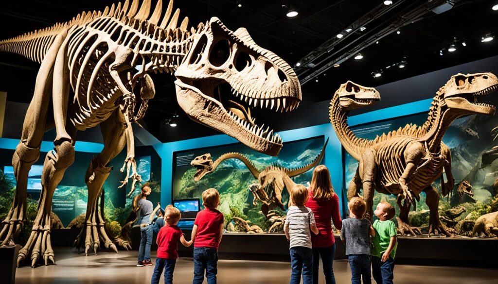 Family exploring a museum exhibit Family exploring a museum exhibit