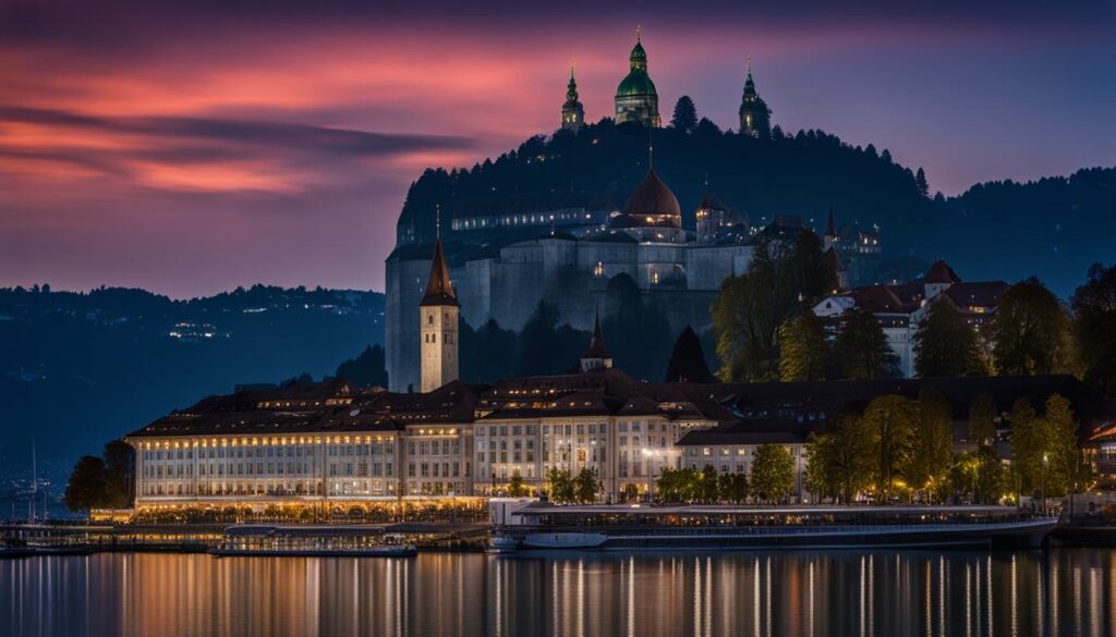 Lucerne Culture and Congress Centre at night Lucerne Culture and Congress Centre at night