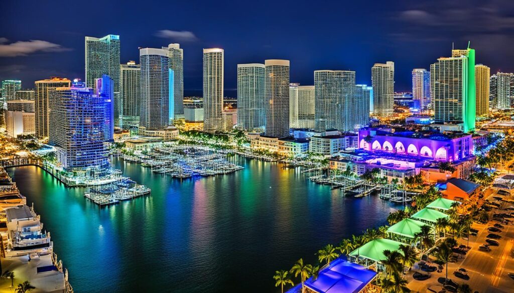 Miami skyline at night Miami skyline at night