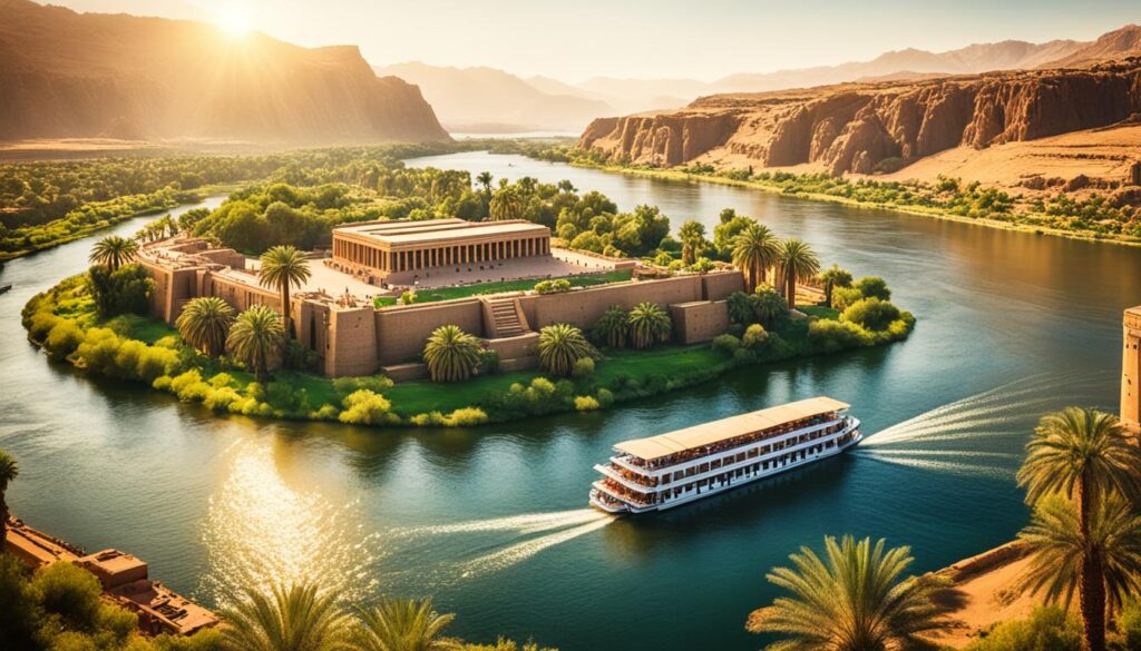 Nile River views from Philae Temple Nile River views from Philae Temple