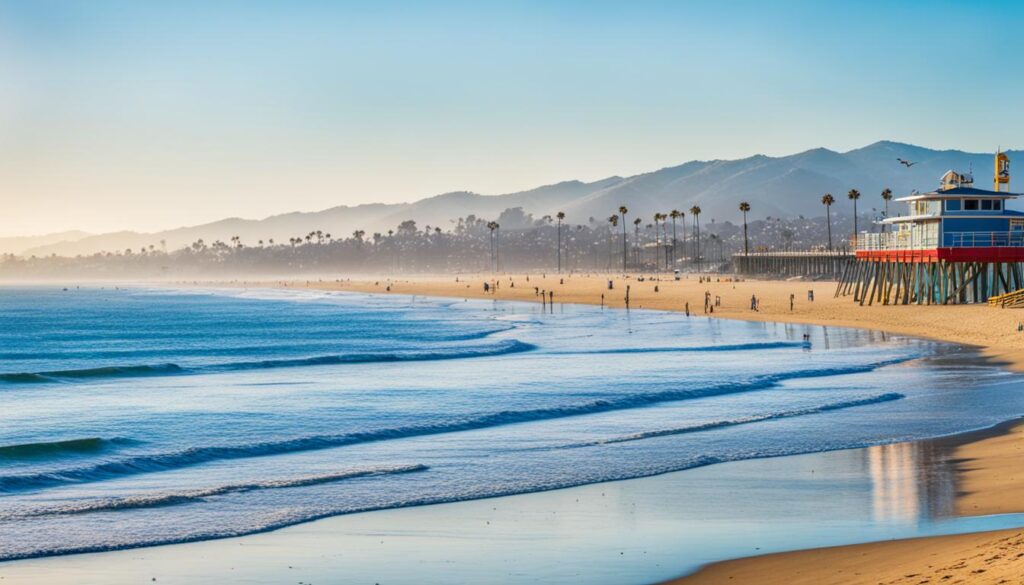 Santa Monica Beach during off-peak months Santa Monica Beach during off-peak months