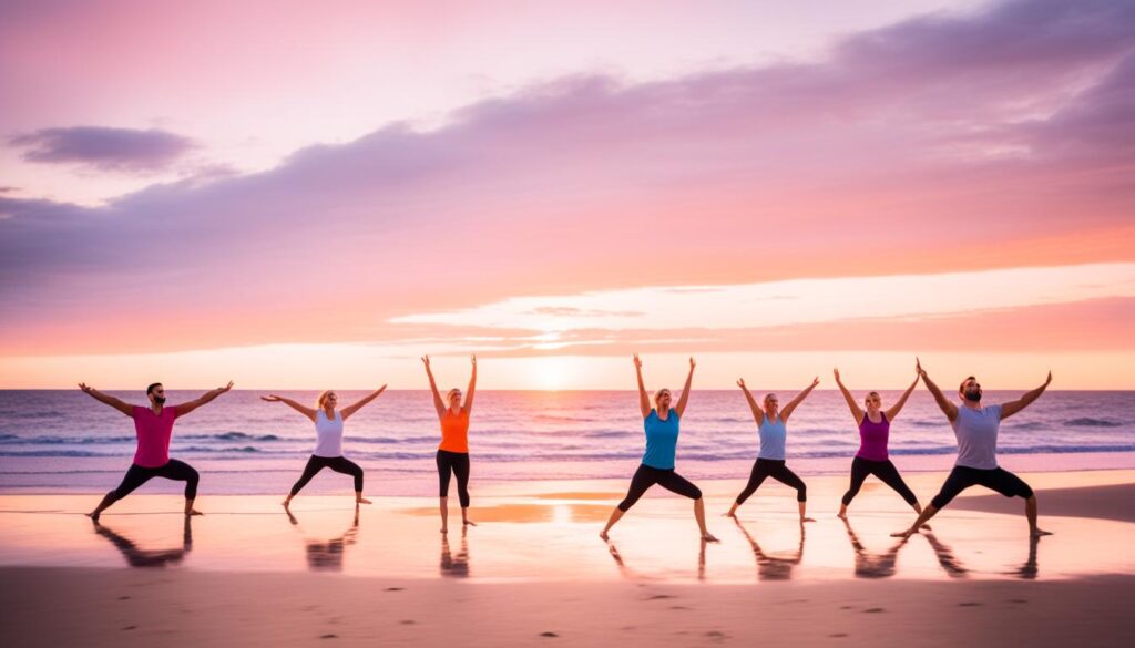 Santa Monica beach sunset yoga Santa Monica beach sunset yoga