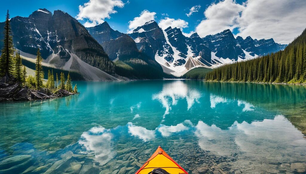 canoeing on Moraine Lake canoeing on Moraine Lake