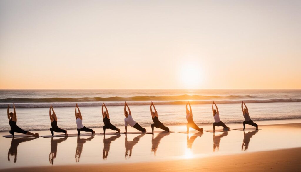 evening beach yoga image evening beach yoga image