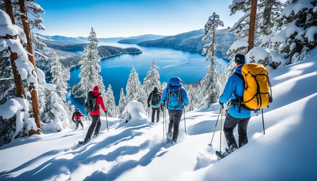 snowshoeing in Emerald Bay snowshoeing in Emerald Bay