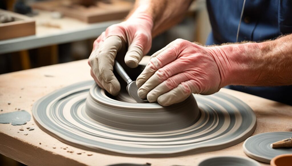 Artisan showcasing handmade pottery Artisan showcasing handmade pottery