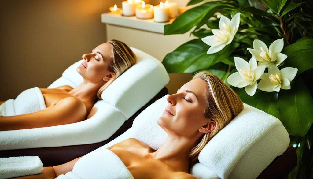 Couple enjoying a spa treatment Couple enjoying a spa treatment