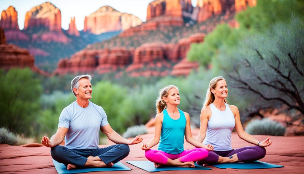 Family enjoying relaxation and wellness activities in Sedona Family enjoying relaxation and wellness activities in Sedona