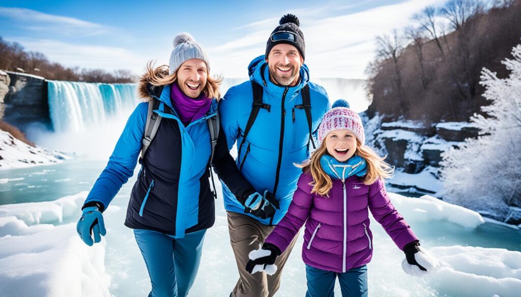 Family ice-skating on frozen pond Family ice-skating on frozen pond