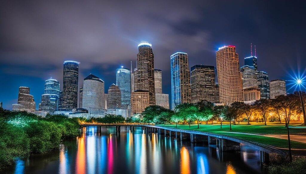 Houston skyline at night Houston skyline at night
