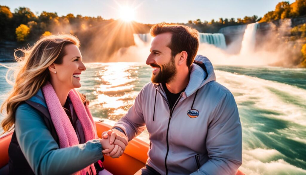 Romantic boat ride at Niagara Falls Romantic boat ride at Niagara Falls