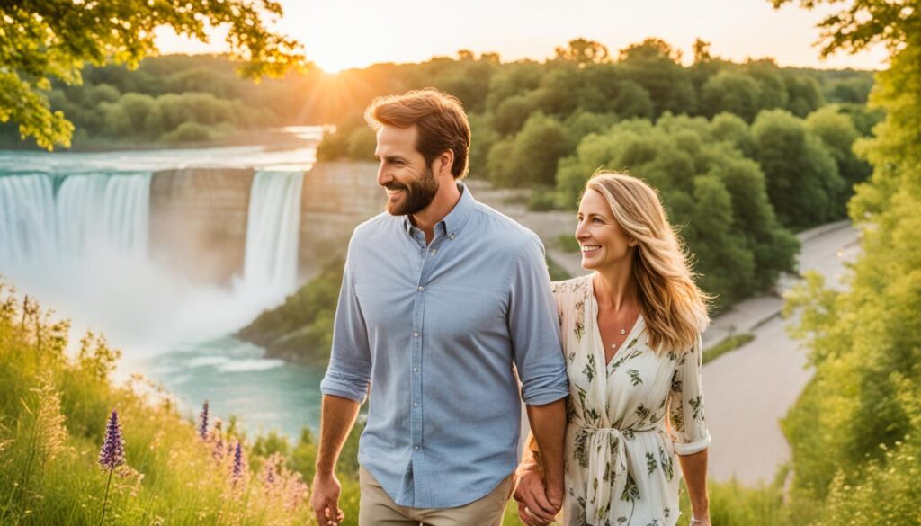Romantic stroll along Niagara Falls Parkway Romantic stroll along Niagara Falls Parkway