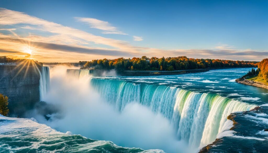 capturing the beauty of Niagara Falls at sunrise capturing the beauty of Niagara Falls at sunrise