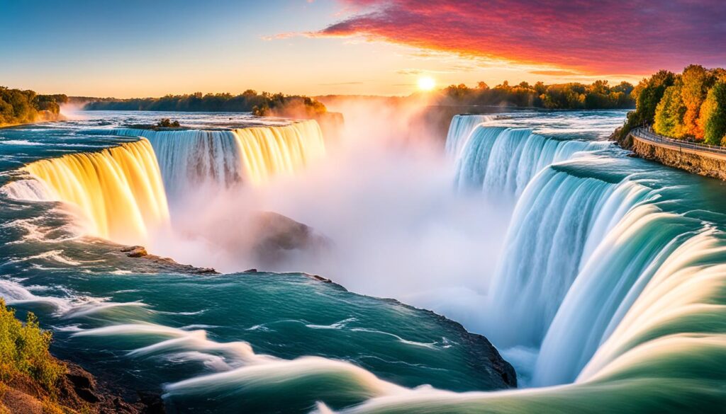 capturing the beauty of Niagara Falls at sunrise capturing the beauty of Niagara Falls at sunrise