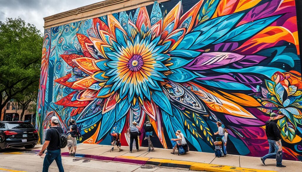 vibrant mural scene in Houston vibrant mural scene in Houston