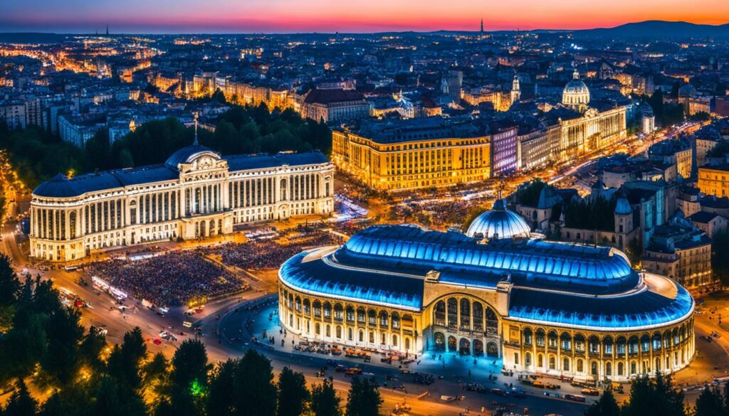 Bucharest night scene Bucharest night scene