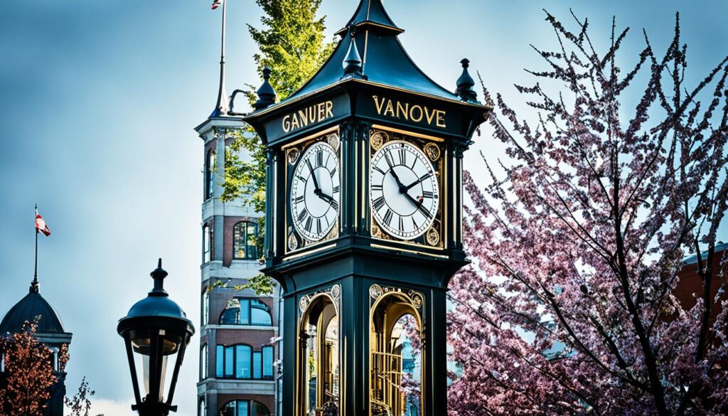 Exterior view of the famous steam clock in Gastown Exterior view of the famous steam clock in Gastown