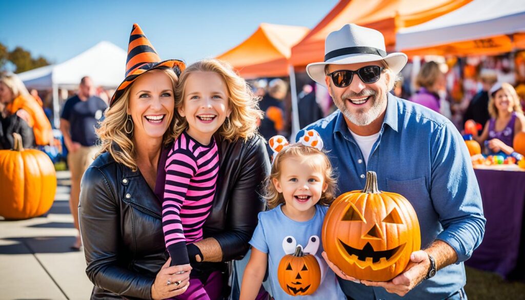 Family enjoying a Halloween festival in Virginia Beach Family enjoying a Halloween festival in Virginia Beach