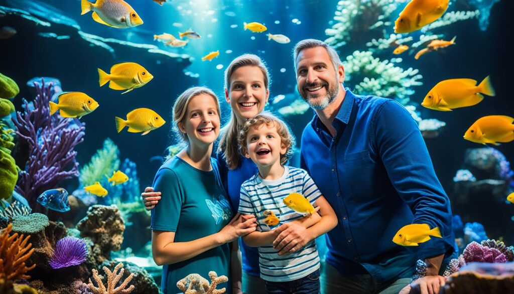 Family enjoying the Pula Aquarium Family enjoying the Pula Aquarium