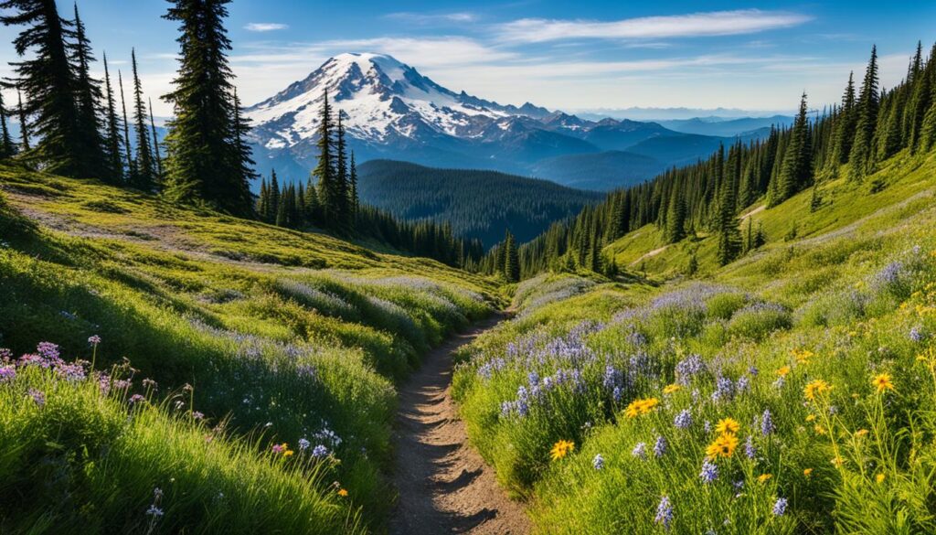 Mount Rainier hiking trail from Tacoma Mount Rainier hiking trail from Tacoma