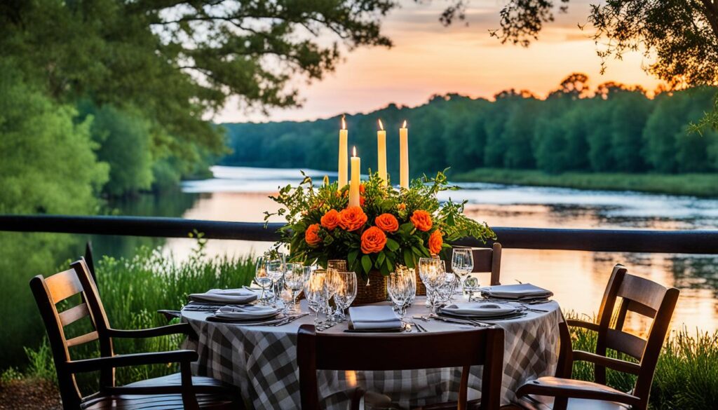 Outdoor Waterfront Dining by Augusta River Outdoor Waterfront Dining by Augusta River
