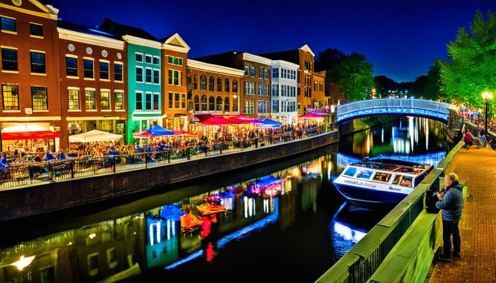 Richmond VA Canal Walk vibrant nightlife Richmond VA Canal Walk vibrant nightlife