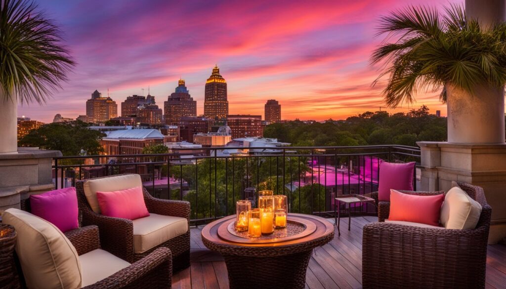 Savannah rooftop bar with sunset view Savannah rooftop bar with sunset view