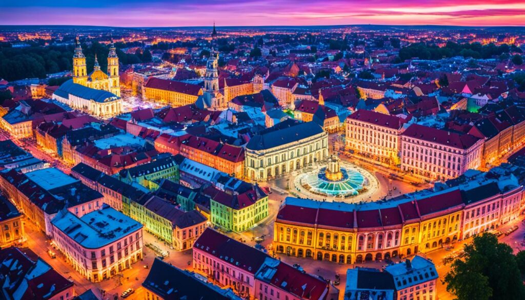 Timisoara cityscape at night Timisoara cityscape at night